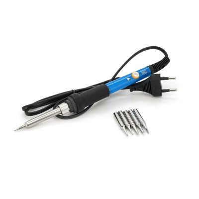 Електричний паяльник 220V/60Вт з регулятором температури, набір жало для паяльника 5шт
