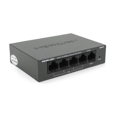 Комутатор POE 48V Mercury MS05CP 4 порти POE+1 порт Ethernet (Uplink ) 10/100 Мбіт/сек, БП в комплекті + перехідник