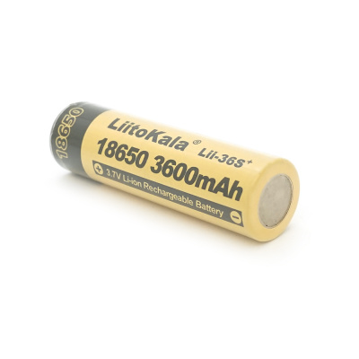 Акумулятор 18650 Li-Ion LiitoKala Lii-36S-JT, 3600mAh (3300-3600mAh), 3.7V (2.75-4.2V), Yellow