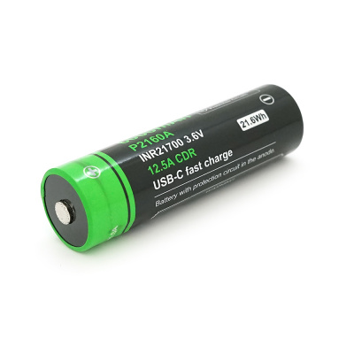 Акумулятор 21700 Li-Ion Vapcell P2160A, 6000mAh, 12.5A, 3.6V (2.5-4.2V), USB type-c, 2 шт. в упаковці, ціна за 1 шт
